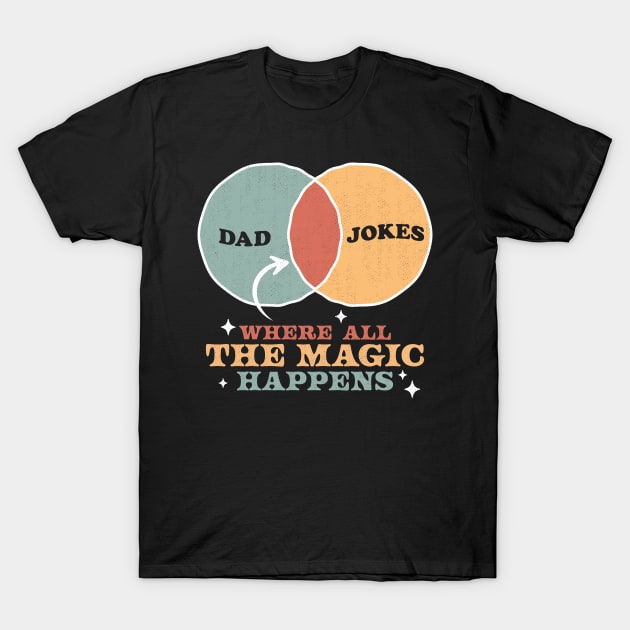 Dad Jokes Where the All Magic Happens Diagram Fathers Day T-Shirt by OrangeMonkeyArt